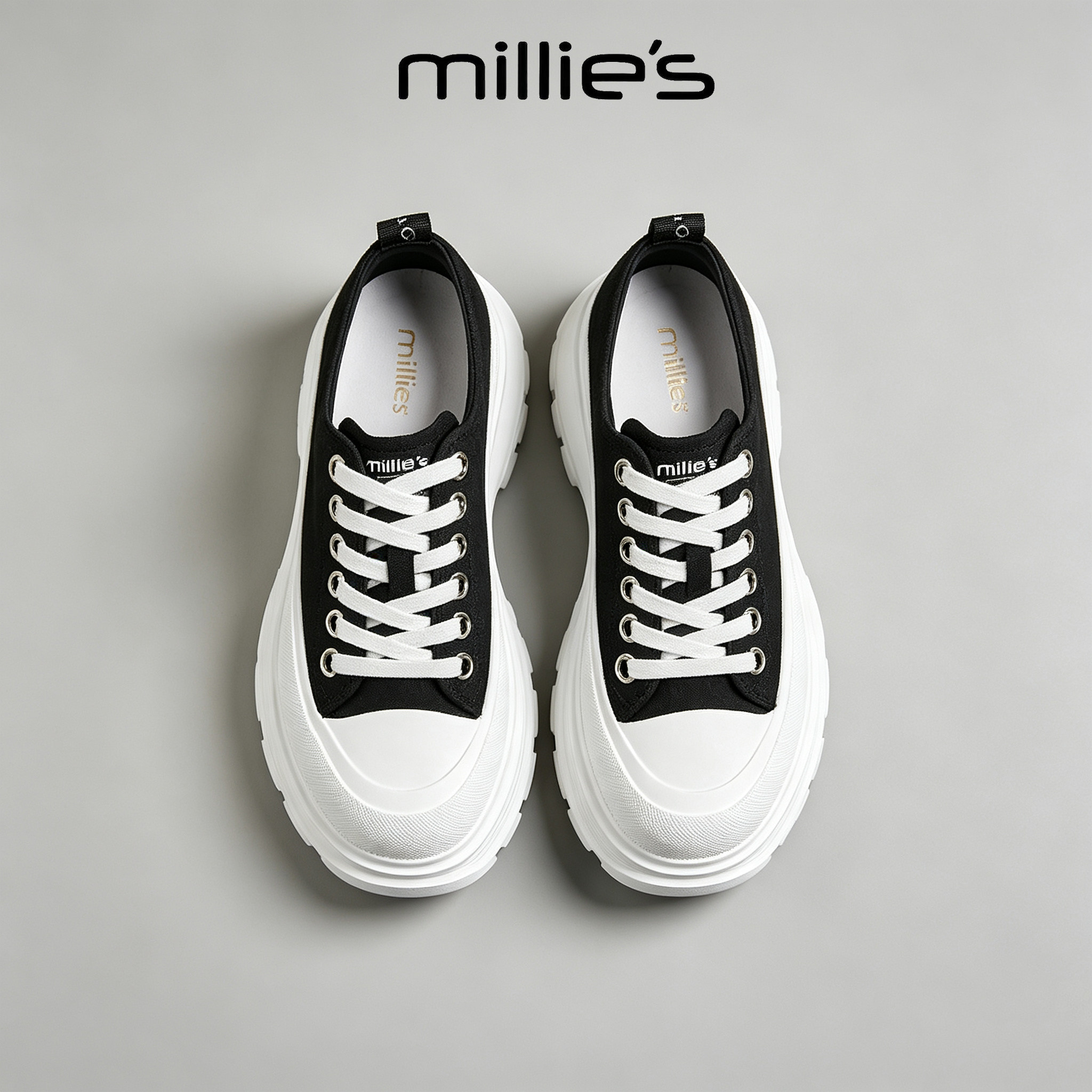 MILLIE'S/妙丽真皮厚底小白鞋