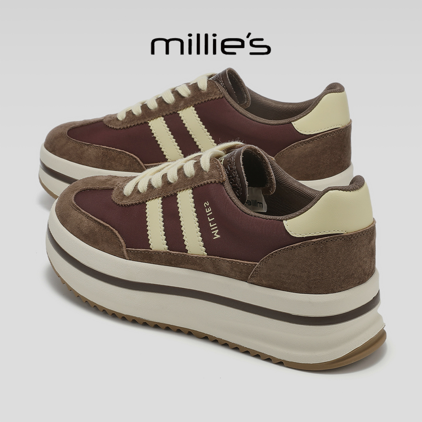 MILLIE'S/妙丽2025新款时尚百搭爆款德训鞋阔腿裤搭配的鞋子