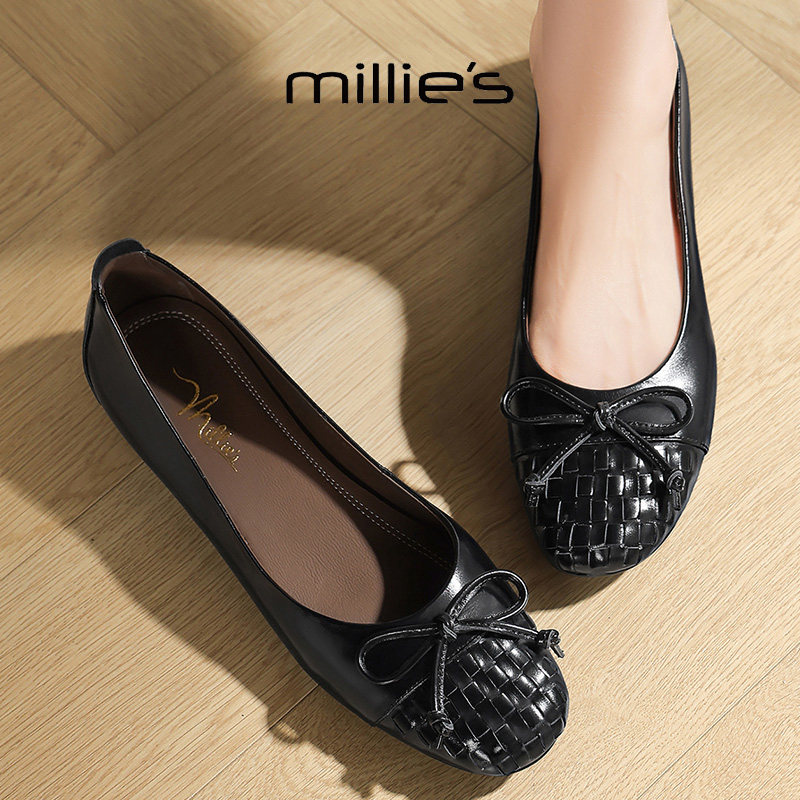 MILLIE'S/妙丽2025新款法式复古编织平底渔夫鞋女外穿通勤懒人鞋,女鞋,渔夫鞋,淘宝优惠券,粉丝福利购,淘宝优惠卷