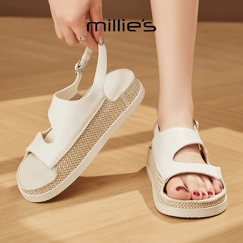 MILLIE'S/妙丽编织草编凉鞋