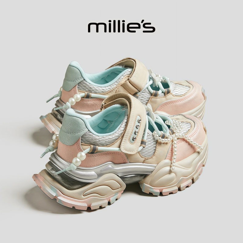 MILLIE'S/妙丽圆头厚底欧美风糖果彩色新潮设计时尚休闲老爹鞋女