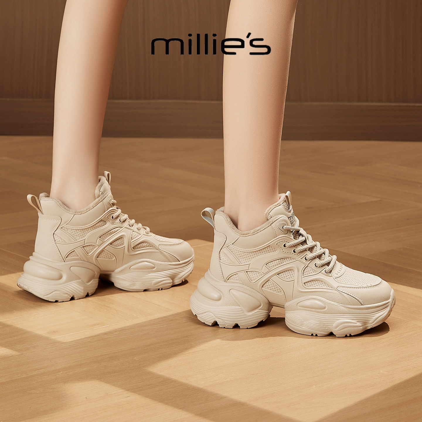 MILLIE'S/妙丽2025新款春秋新款板鞋阔腿裤搭配的鞋子复古百搭