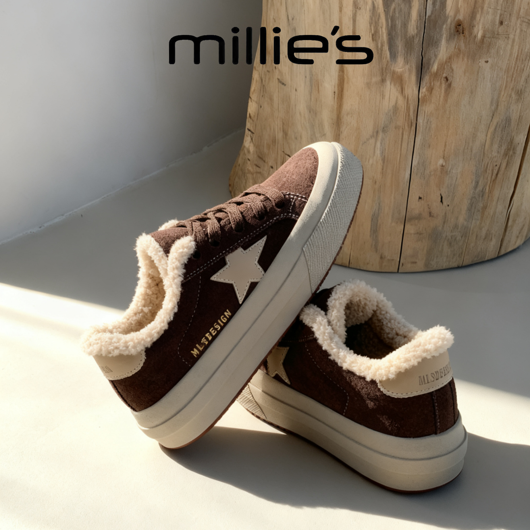 MILLIE'S/妙丽新款加绒保暖休闲板鞋休闲百搭星星厚底增高女鞋,女鞋,棉鞋,淘宝优惠券,粉丝福利购,淘宝优惠卷