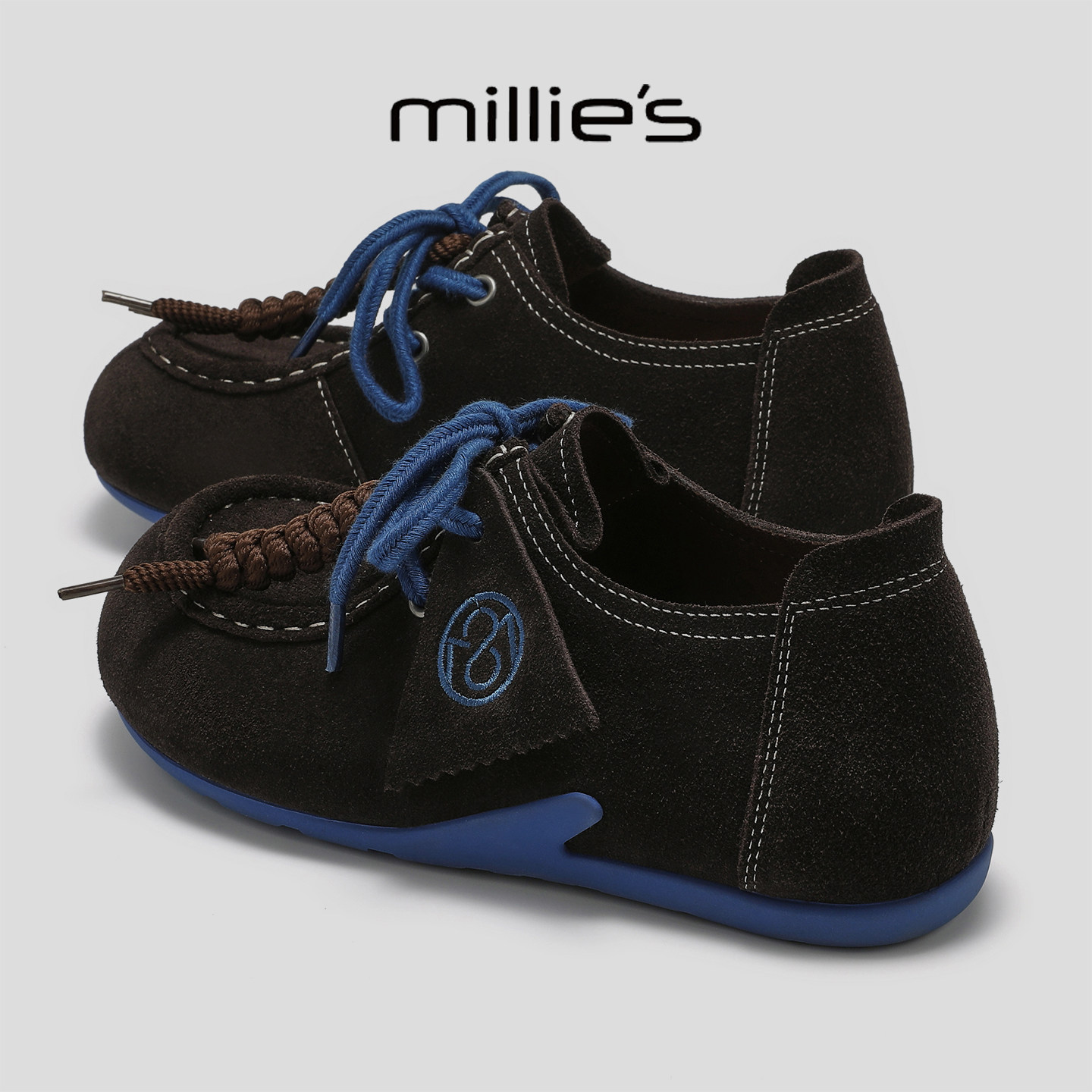 MILLIE'S/妙丽2025新款复古双鞋带德训鞋女平底休闲百搭帆船鞋女,女鞋,德训鞋,淘宝优惠券,粉丝福利购,淘宝优惠卷