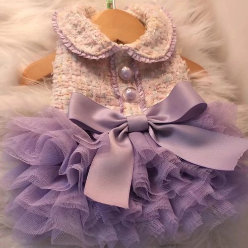 紫色小香风宠物狗狗猫猫公主裙