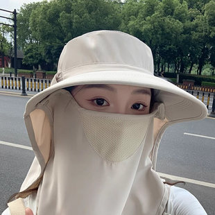 全方位防晒帽透气遮脸面罩护颈一体太阳帽防紫外线户外遮阳帽女夏