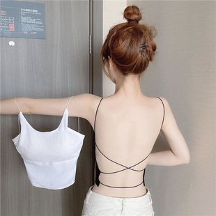 晒背上衣夏季出汗补阳气晒太阳小红书晒後背背心女带胸垫露背内搭