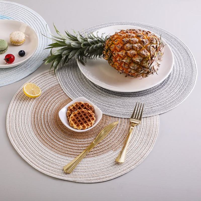 新品1PC Nordic Round Heat Insulation Pad Solid Placemats Lin