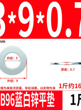 镀蓝白锌平垫圈GB97金属4级GB96加大钢垫片100HV铁螺丝垫片M3-M36