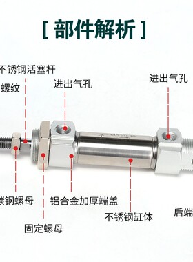 星辰小型气动不锈钢迷你气缸MA16/25/20/32/40-10X30X35X45X50*60