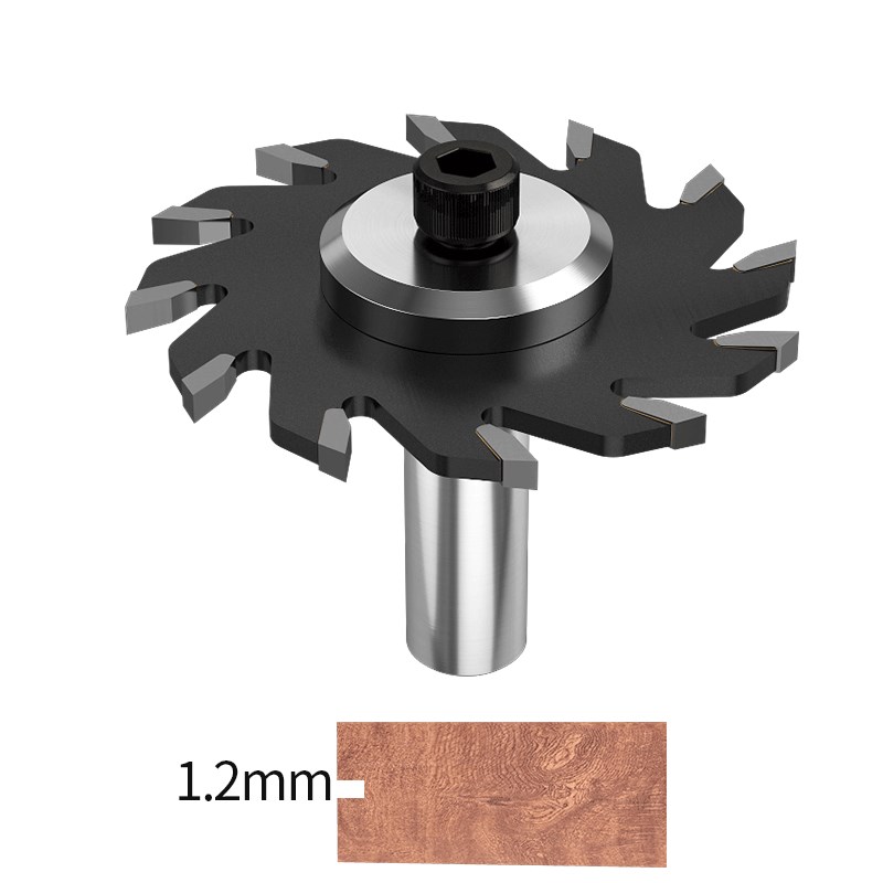 开槽锯片木工铝塑板开槽锯替代T型刀成套E带刀柄63外径12齿1-8mm