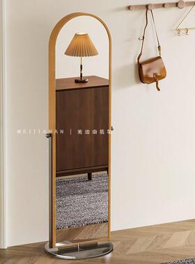 VRK衣不锈钢全身镜多功能旋转书架镜地中古穿移动试衣镜多落层收