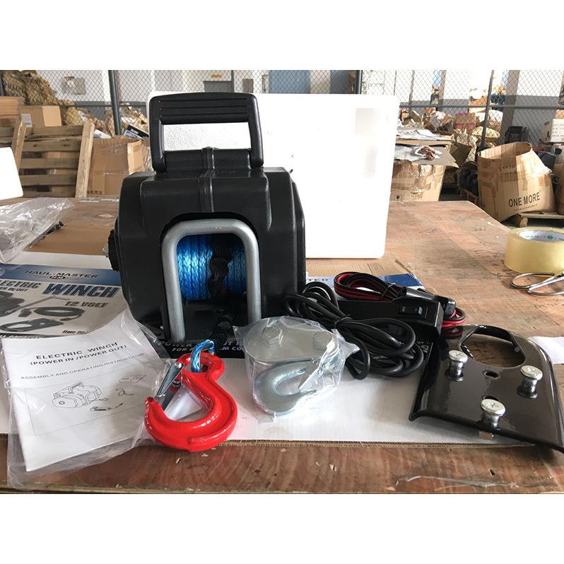 000磅电品牌/动绞盘配钢丝尼用龙船绳海用牵引卷扬5机12V防水防雨