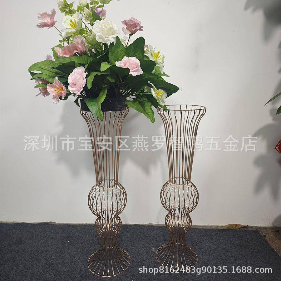 铁艺镂空花器婚庆具小布蛮腰花花瓶NMU婚礼置家居摆道件主桌插路