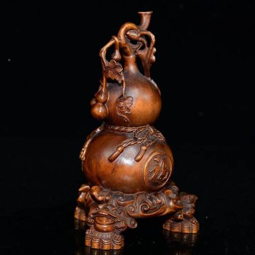 旧藏小叶黄杨木雕SN851485刻子多多禄福金蟾福葫芦文玩工艺面品复