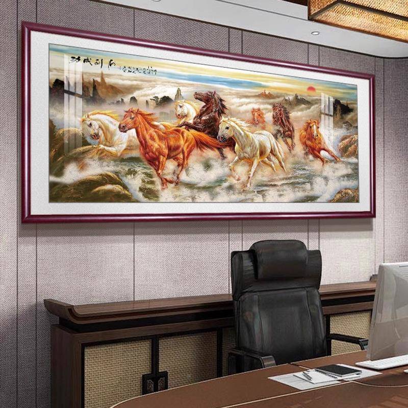 马成功老办公室挂画八图国AZS画新到中式山水字画客厅骏沙发墙板