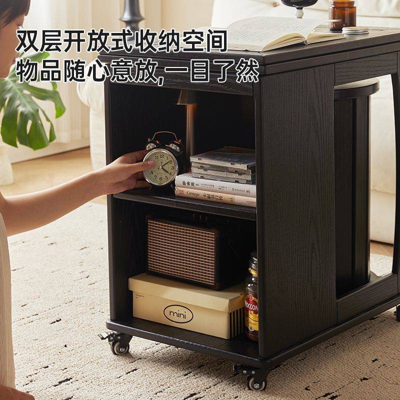 J^多功能边几实木可移动变形一体茶几组合桌椅折叠餐桌客厅收纳