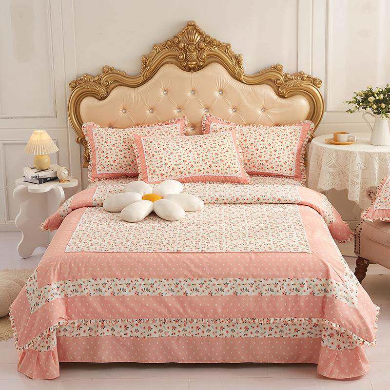 田园韩版小碎花四件套加厚欧亲肤棉5Xbcez6棉双人彩.床件三套被套