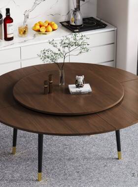 4分折叠圆桌面板桌旋转圆盘家用户型10小20F5M8THS8人饭桌实木圆