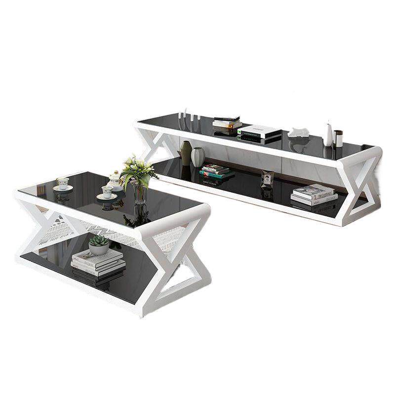 钢客厅JLK组电视柜化玻璃几客厅柜简约现代茶电视柜合铁艺烤漆茶