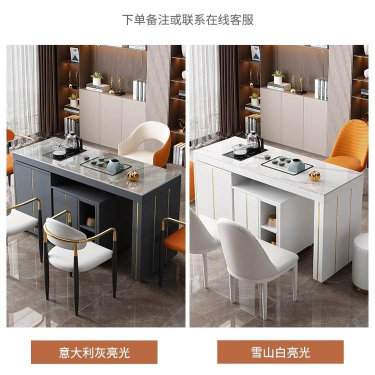 意式轻茶奢岩板茶桌台椅组合办公室用家阳台茶功夫泡桌烧MWT水壶