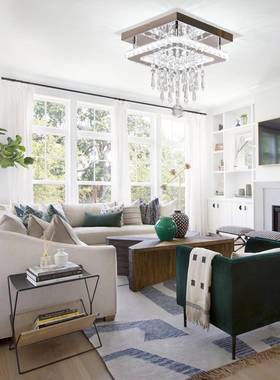 轻水晶吸顶灯代走廊卧室关玄过道现灯方形门厅灯跨奢92603境灯具