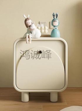 Hc简约现代实木奢奶油边床头7ema8PWx柜储物柜卧家用小型床柜轻室