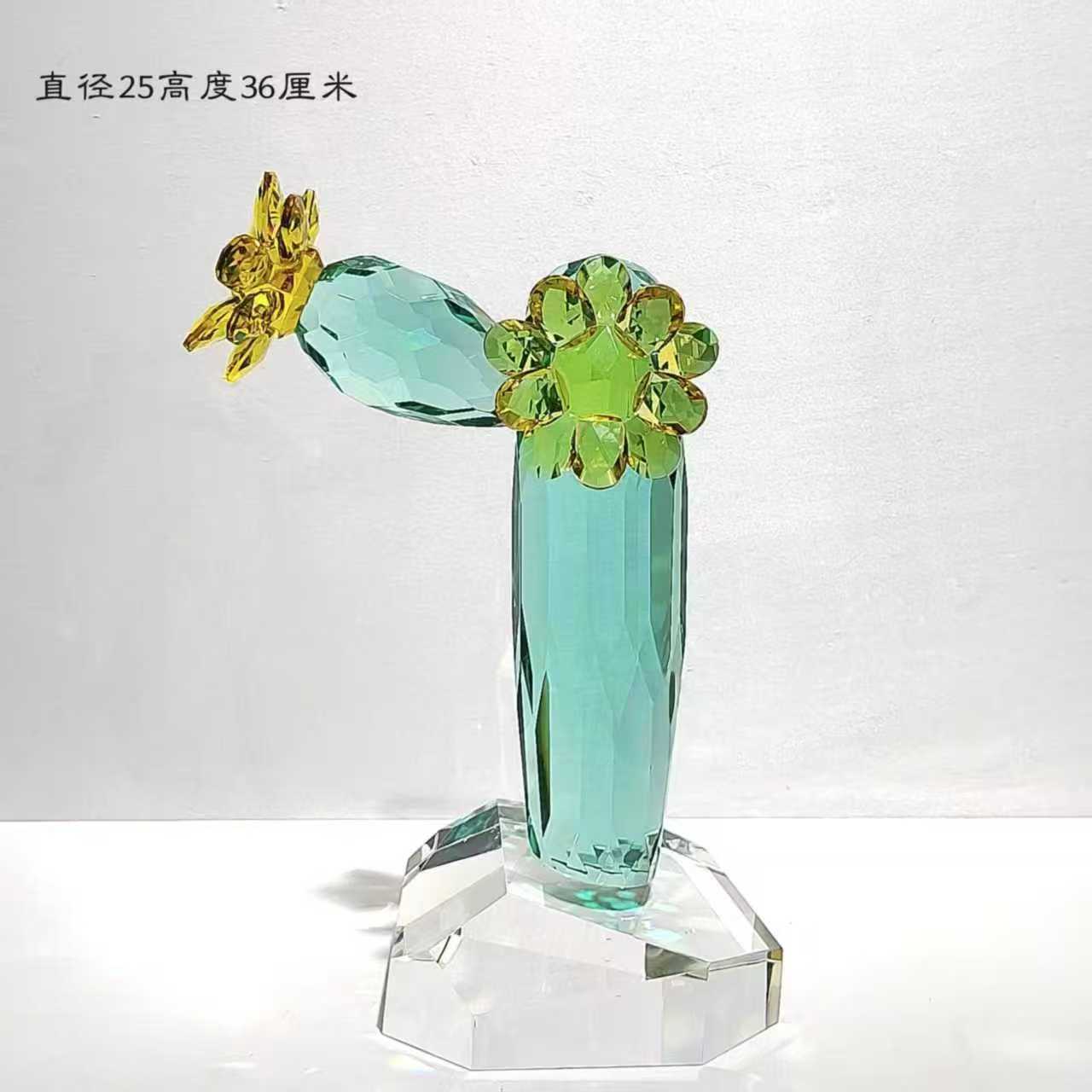 现代简约仙人柱造型琉璃装饰花器摆件家居样板房客厅桌面摆件