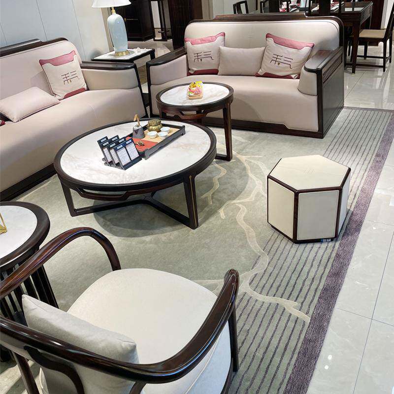 新中式实木沙发组合现代简约轻奢小户型样板房客厅乌金木家具茶几