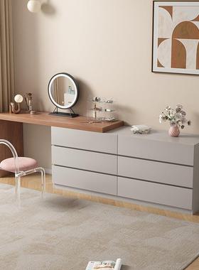 卧室一体书桌伸全实木收梳台极简EDV斗柜纳柜电视柜床缩尾整妆装