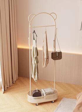 落C194地衣架可移动挂卧室脏衣篮衣架奶油风卧户型玄关室网红小衣
