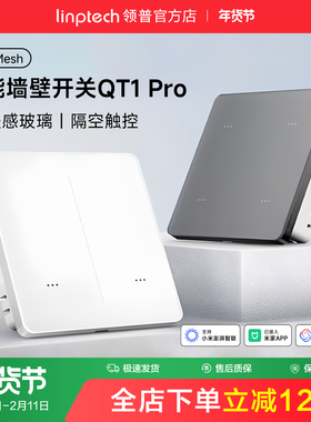 linptech领普QT1Pro智能开关AG玻璃面板语音控制无线情景双三开控