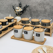 厨房北欧陶瓷调料盒收纳盒调味盒家用盐味精糖罐组合装 调味罐套装