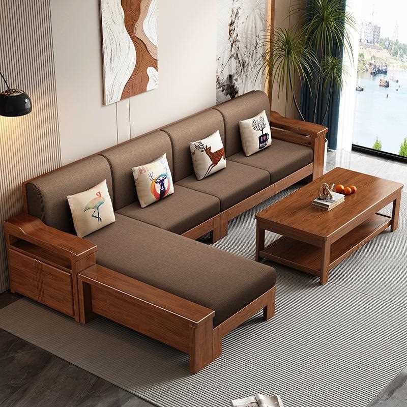直销新款实木沙发小户型组合现代简约中式客厅木质储物家具宽扶手