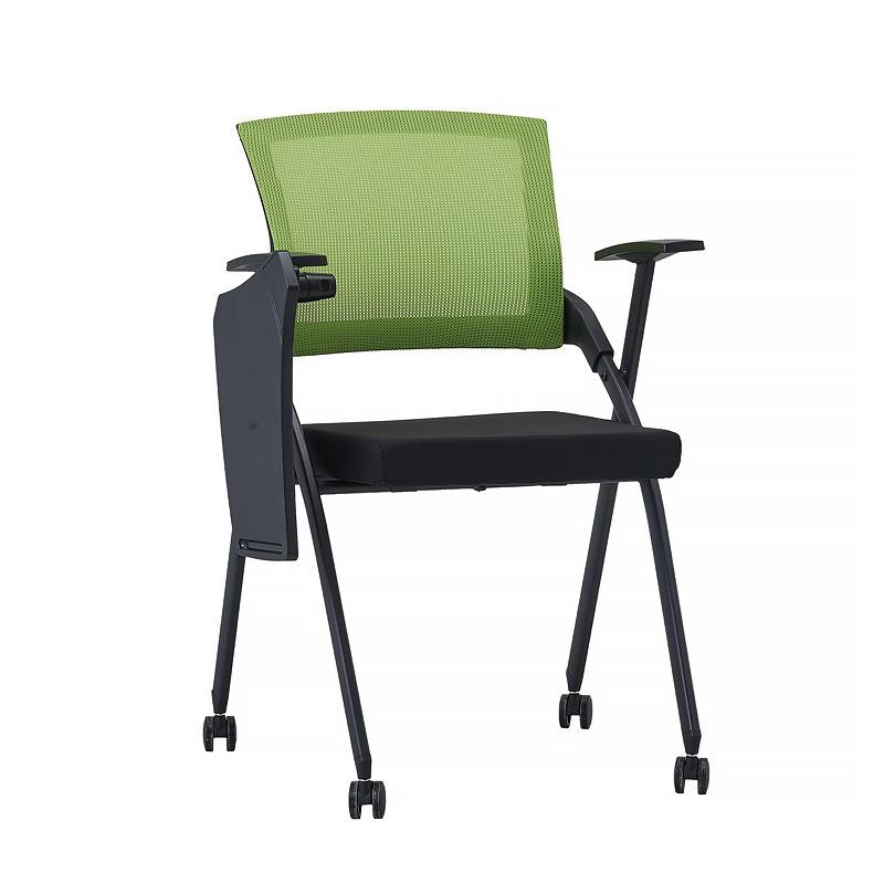 直销新款折叠培训椅带写字板会议椅靠背椅椅子学生带桌板金属架电
