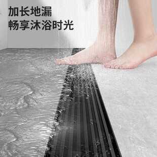 新款直销跨境黑色304不锈钢实心盖板长条型地漏 浴室下水道铜芯防