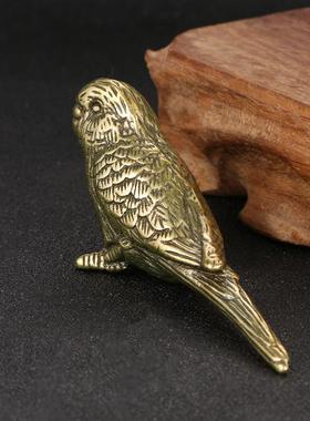 直销新款做旧实心黄铜喜鹊摆件童趣茶宠摆设小鸟麻雀手把件仿古工