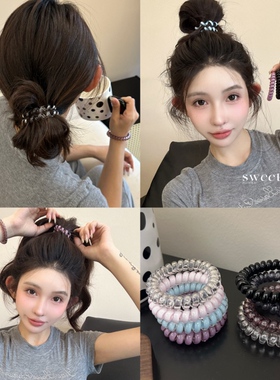SWW/时髦女孩单品 四季皆可用 百搭电话线发绳高品高弹力发圈头绳