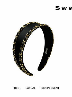 SWW/小众轻奢简约高级感缎面双链条高颅顶发箍