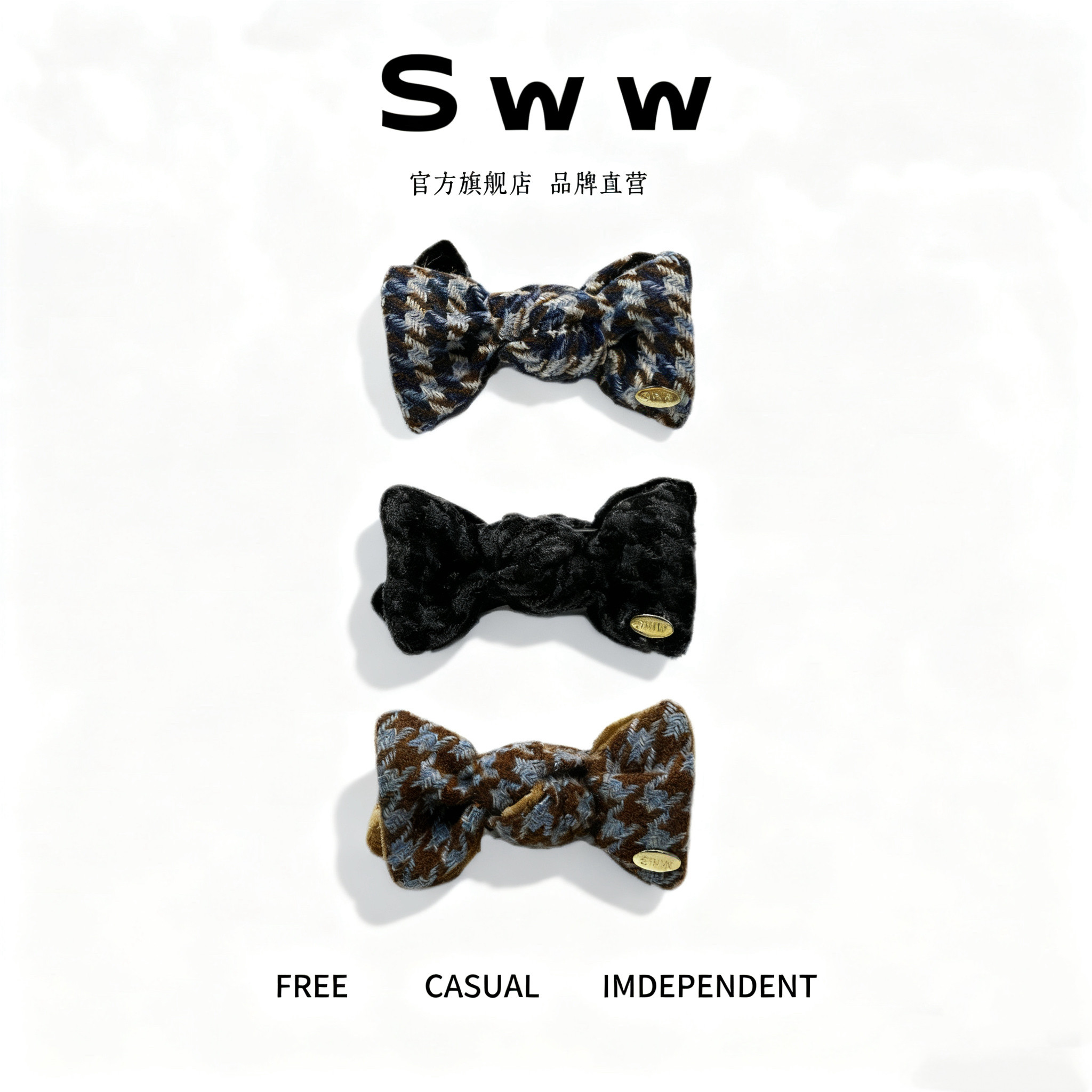 SWW/秋冬新款撞色双面蝴蝶结