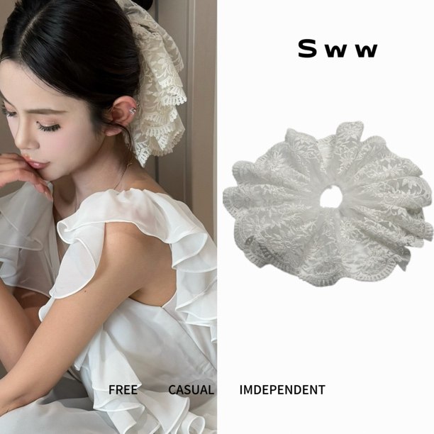 SWW超大手工蕾丝发圈春款新款气质显脸小发圈