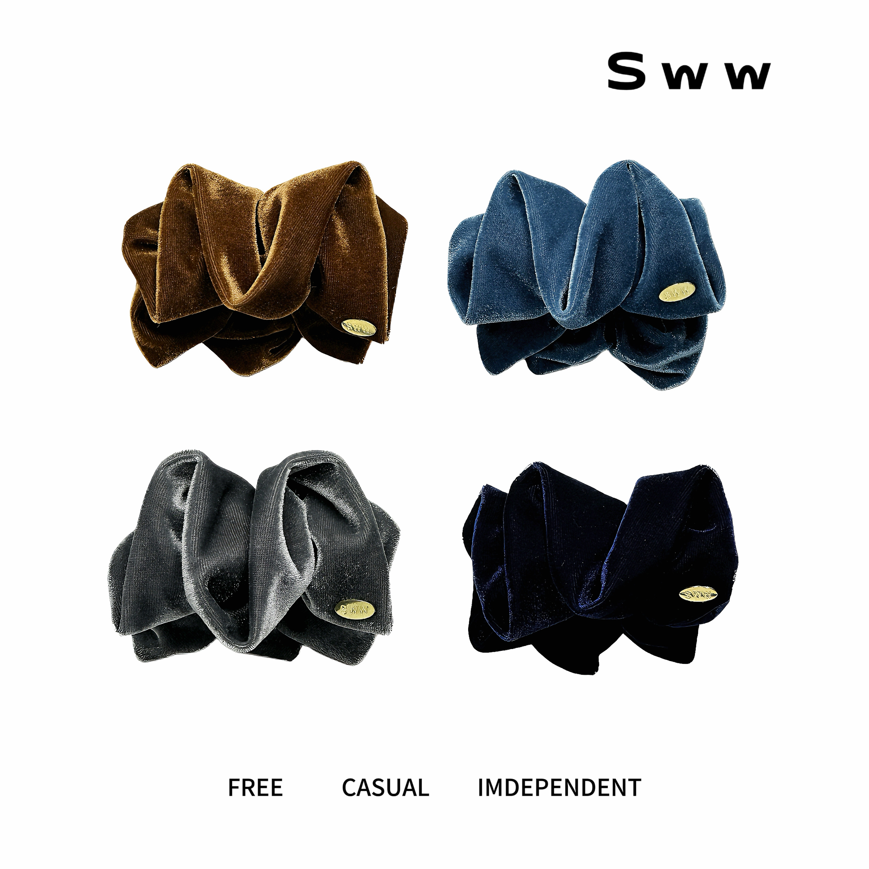 SWW/复古丝绒褶皱丸子头抓夹