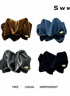 SWW/秋冬复古丝绒褶皱丸子头抓夹蓬松马尾夹发饰后脑勺百搭抓夹