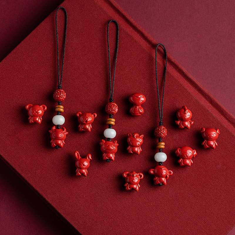 牛年十二生肖朱砂手机链挂件绳好运中国风吊坠男女创意钥匙扣礼品,节庆用品/礼品,钥匙扣,淘宝优惠券,粉丝福利购,淘宝优惠卷
