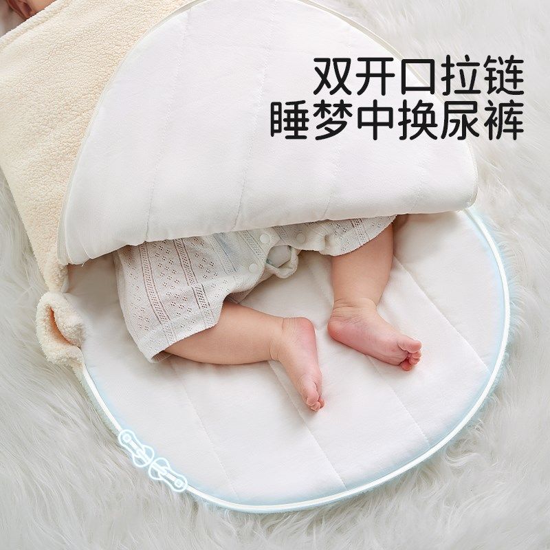 欧孕婴儿包被初生婴儿秋冬一体式羊羔绒新生儿产房抱被冬天加厚