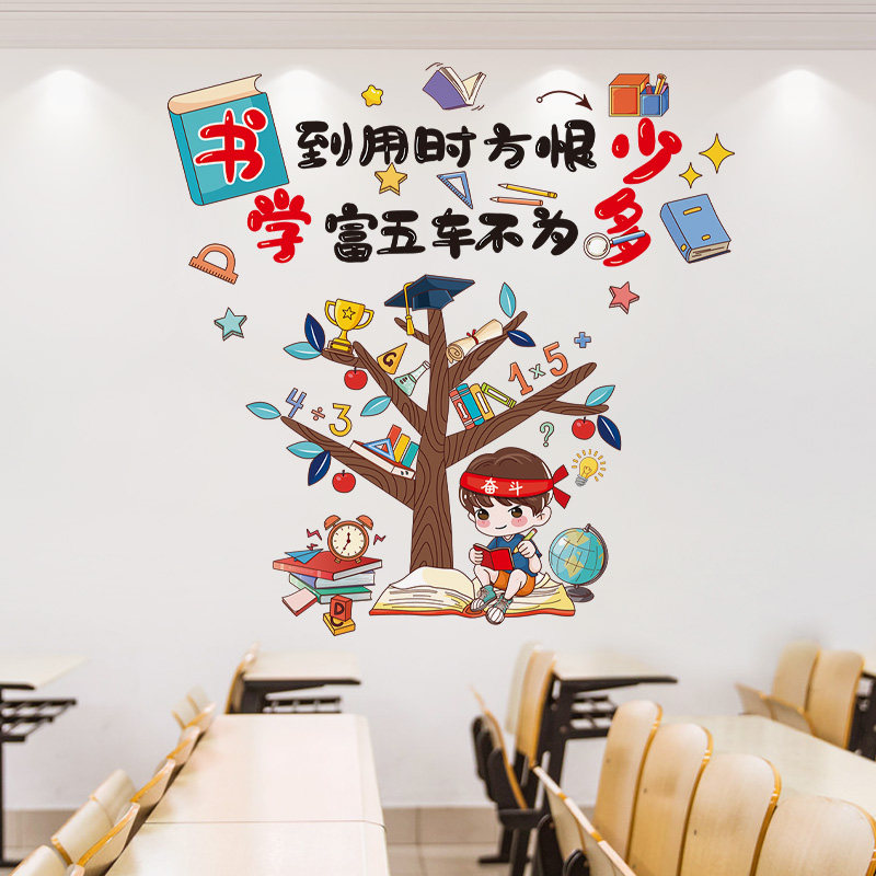 中国风传统文化墙贴纸自粘小学初中教室装饰班级墙面布置励志贴画,家居饰品,文化墙贴,淘宝优惠券,粉丝福利购,淘宝优惠卷