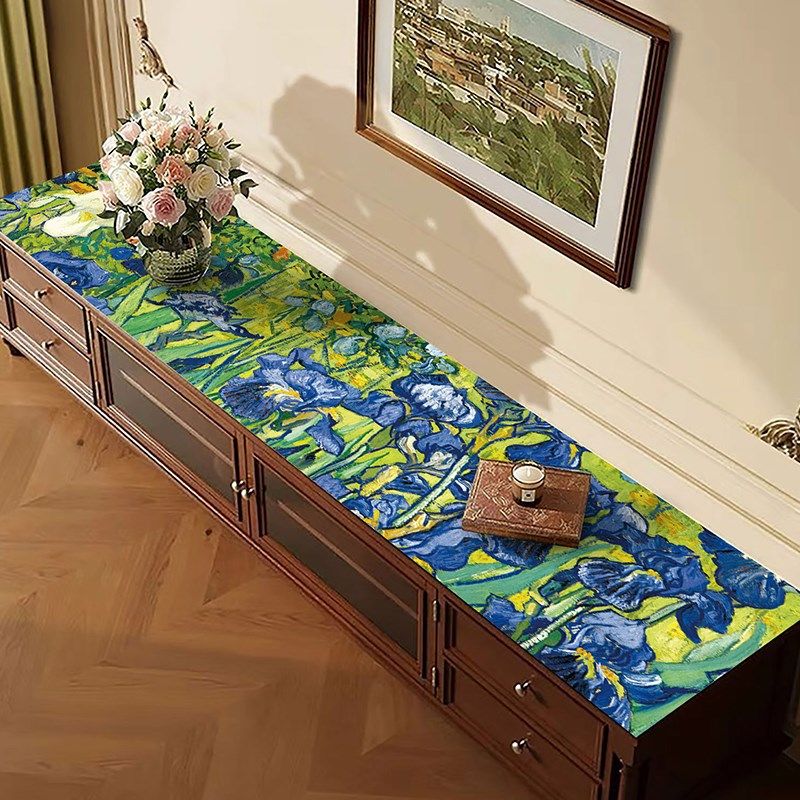 电视柜桌垫长条形防尘防水皮革盖布盖巾艺术梵高油画系列餐边柜垫,居家布艺,桌布,淘宝优惠券,粉丝福利购,淘宝优惠卷