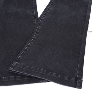 新款深灰黑色排扣收腹高腰微喇磨毛加绒厚牛仔裤加长女裤