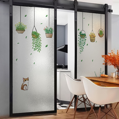 厨房推拉门盆栽玻璃贴纸静电浴室窗户防走光卫生间防窥磨砂膜窗纸