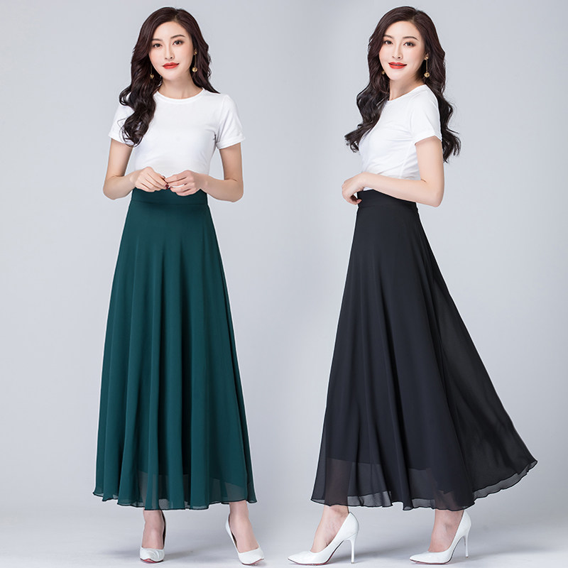 半身裙女夏2021新款雪纺裙很仙的裙子a字裙仙女裙中长款红色纱裙